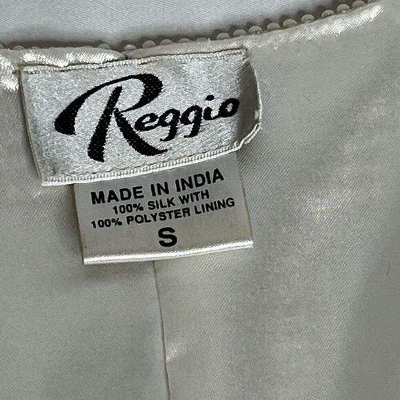 Vintage reggio cream beaded silk top size S - Picture 12 of 13